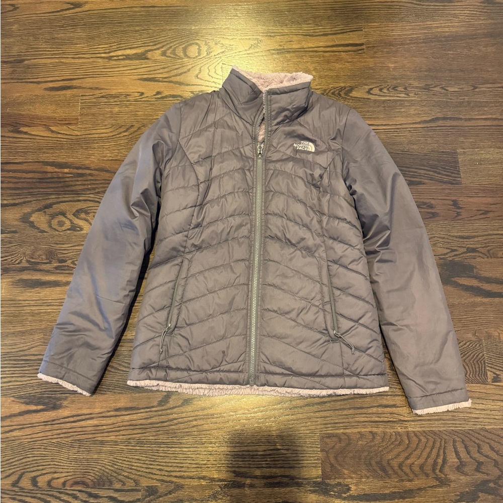 The North Face Women's Gray Quilted Reversible fleece  Ski Jacket